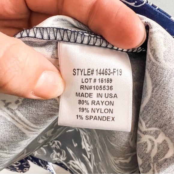 Slinky Brand Blue & White Floral Trench Style Open Front Longline Coat Large - Picture 5 of 6